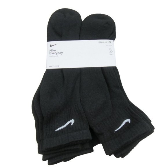 Nike Everyday Cushion Ankle Socks 6 Pack Mens Size XL 12-15 Black NEW - Picture 1 of 8